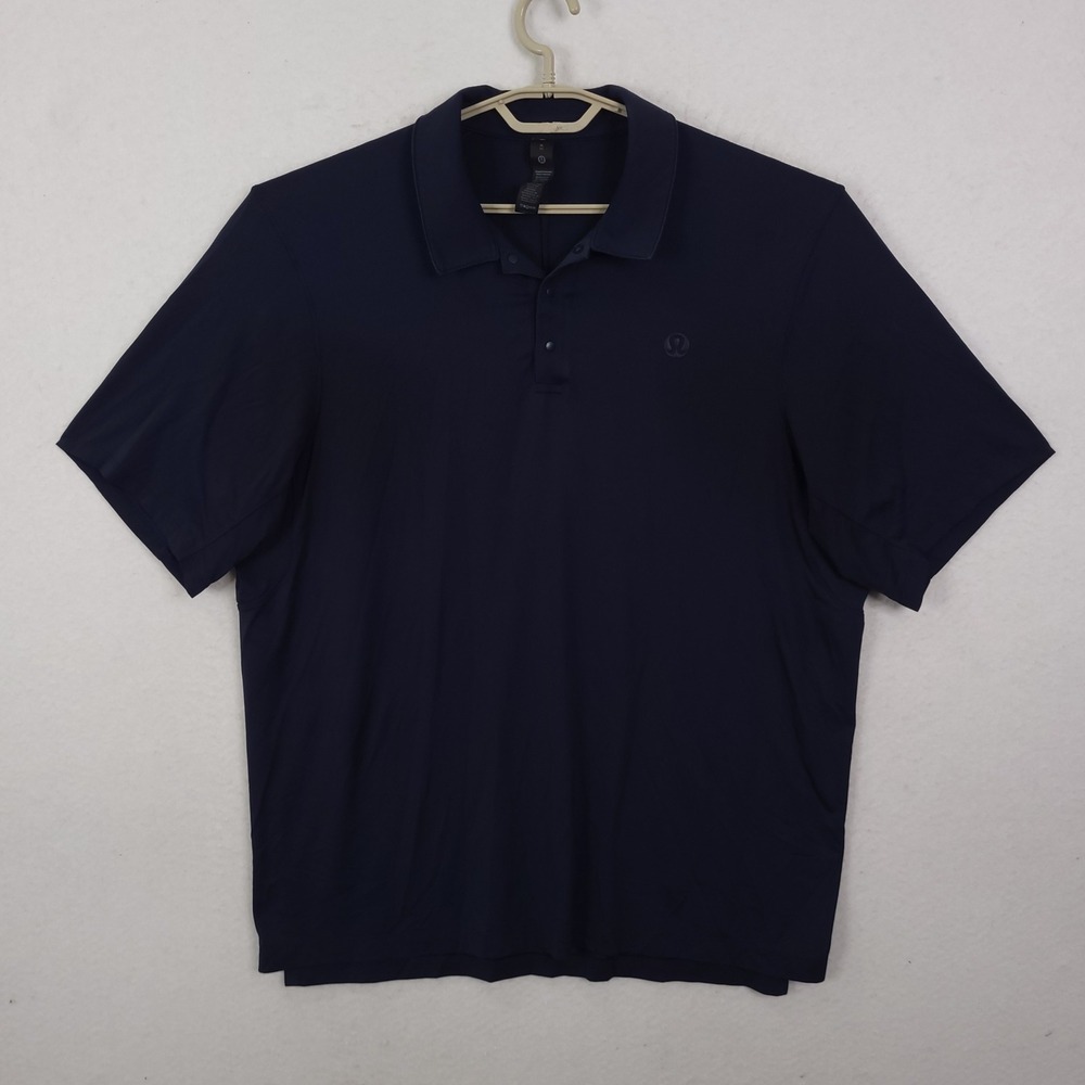 Lululemon Evolution Polo Mens XL Navy Blue Short Sleeve Golf Shirt LM3ELHS